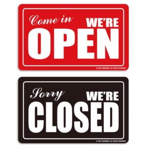geekbear open closed sign (01. red & black) - 9.8 x 5.9 inches