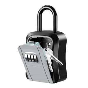 amir key lock box for outside, new version lock box for house key, 4-digit combination security lockbox, portable wall mounted storage lock box for home, realtors garage spare keys