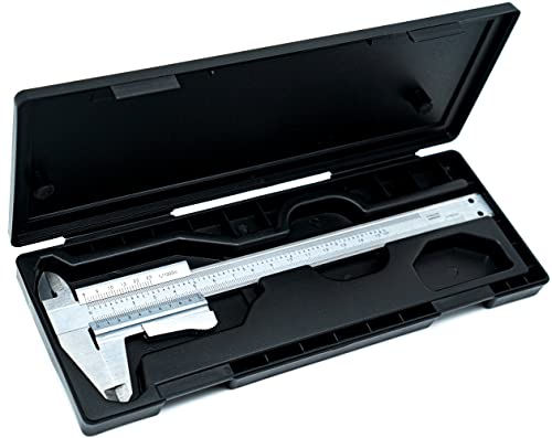 LLDSIMEX Self-Locking Auto Clamp Stainless Steel Vernier Caliper 0-6 Inch/0-150mm Manual Caliper 0.001"/0.02mm High Precison Caliper