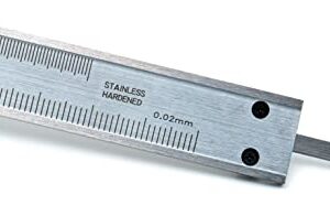 LLDSIMEX Self-Locking Auto Clamp Stainless Steel Vernier Caliper 0-6 Inch/0-150mm Manual Caliper 0.001"/0.02mm High Precison Caliper