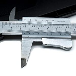 LLDSIMEX Self-Locking Auto Clamp Stainless Steel Vernier Caliper 0-6 Inch/0-150mm Manual Caliper 0.001"/0.02mm High Precison Caliper