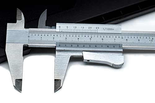 LLDSIMEX Self-Locking Auto Clamp Stainless Steel Vernier Caliper 0-6 Inch/0-150mm Manual Caliper 0.001"/0.02mm High Precison Caliper