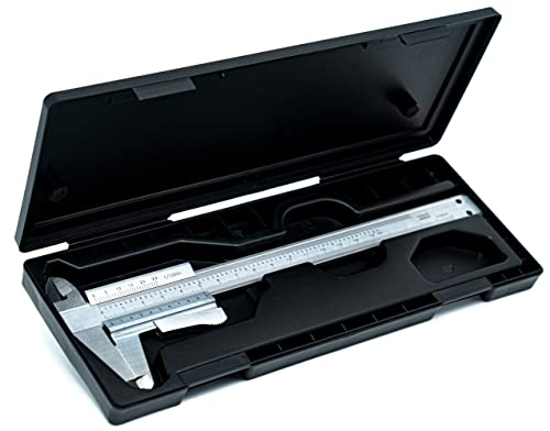 LLDSIMEX Self-Locking Auto Clamp Stainless Steel Vernier Caliper 0-6 Inch/0-150mm Manual Caliper 0.001"/0.02mm High Precison Caliper