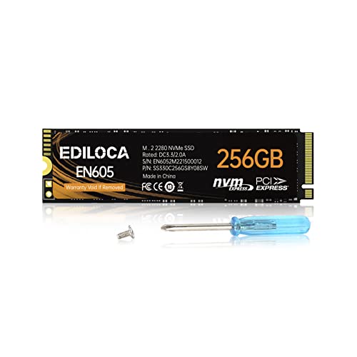 Ediloca 256GB NVMe SSD 3D NAND1.3 PCIe Gen3x4 M.2 2280 Internal Solid State Drive (Read/Write Speed up to 2,150/1,300 MB/s) Compatible with Laptop & Desktop