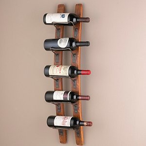 wine barrel stave wine bottle rack wall mount bottle rack holdes 5 bottles made of solid oak