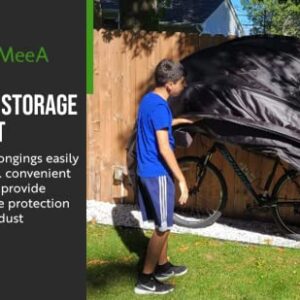 MeeA Outdoor Bike Cover Storage Shed Tent,210D Oxford Thick Waterproof Fabric, Fiberglass Frame (Black)