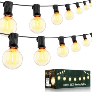 outdoor string lights 100ft(50*2pack) with 52 bulbs led outdoor string lights for waterproof, g40 outdoor strings light connectable commercial patio hanging lights for house backyard balcony party