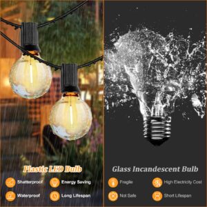 Outdoor String Lights 100FT(50*2Pack) with 52 Bulbs led outdoor string lights for Waterproof, G40 Outdoor Strings Light Connectable Commercial Patio Hanging Lights for House Backyard Balcony Party