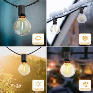 Outdoor String Lights 100FT(50*2Pack) with 52 Bulbs led outdoor string lights for Waterproof, G40 Outdoor Strings Light Connectable Commercial Patio Hanging Lights for House Backyard Balcony Party