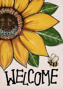covido welcome spring summer sunflower decorative garden flag, bee yard outside decorations, fall autumn farmhouse outdoor small home decor double sided 12 x 18