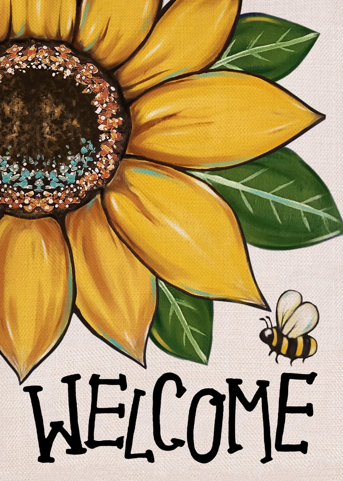 Covido Welcome Spring Summer Sunflower Decorative Garden Flag, Bee Yard Outside Decorations, Fall Autumn Farmhouse Outdoor Small Home Decor Double Sided 12 x 18