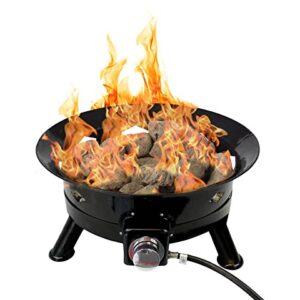 Flame King Smokeless Propane Fire Pit, 24-inch Portable Firebowl, 58K BTU with Self Igniter, Cover, & Carry Straps for RV, Camping, & Outdoor Living