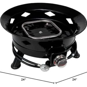 Flame King Smokeless Propane Fire Pit, 24-inch Portable Firebowl, 58K BTU with Self Igniter, Cover, & Carry Straps for RV, Camping, & Outdoor Living