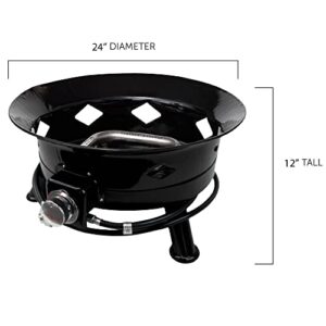 Flame King Smokeless Propane Fire Pit, 24-inch Portable Firebowl, 58K BTU with Self Igniter, Cover, & Carry Straps for RV, Camping, & Outdoor Living