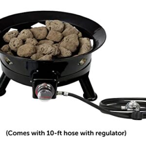 Flame King Smokeless Propane Fire Pit, 24-inch Portable Firebowl, 58K BTU with Self Igniter, Cover, & Carry Straps for RV, Camping, & Outdoor Living