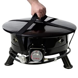 Flame King Smokeless Propane Fire Pit, 24-inch Portable Firebowl, 58K BTU with Self Igniter, Cover, & Carry Straps for RV, Camping, & Outdoor Living