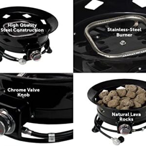 Flame King Smokeless Propane Fire Pit, 24-inch Portable Firebowl, 58K BTU with Self Igniter, Cover, & Carry Straps for RV, Camping, & Outdoor Living