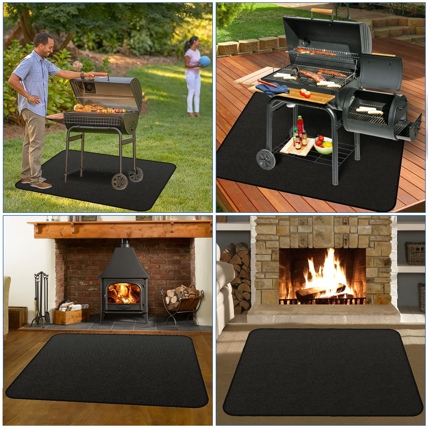 Under Grill Mat, 48×30 inches Deck and Patio Protective Mats, Double-Sided Fireproof Oil-Proof Grill Mats for Outdoor Grill, Fireproof Grill Pads for Outdoor Charcoal, Flat Top, Smokers, Gas Grills