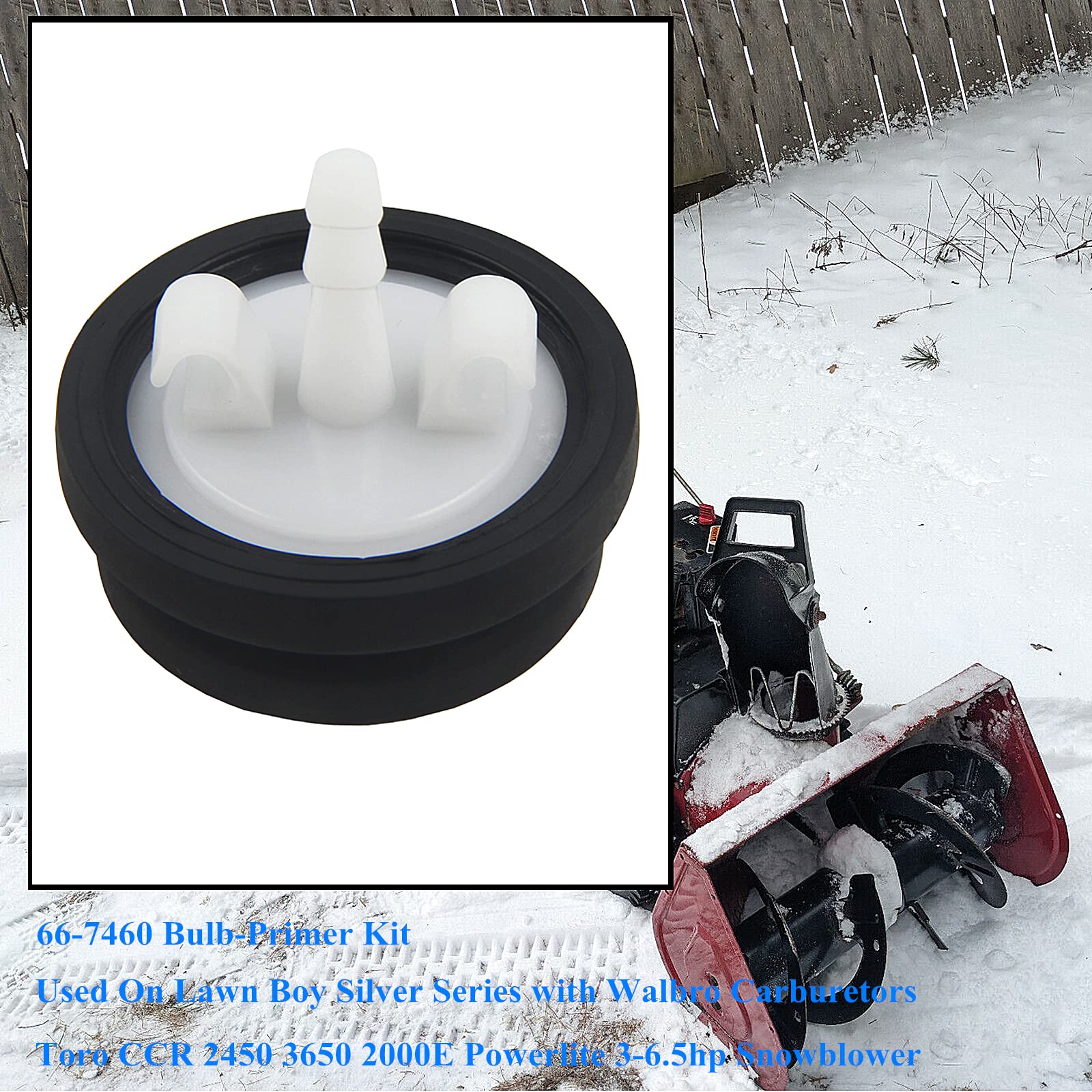 AILEETE 66-7460 Primer Bulb & 44-2750 Primer Body for Toro CCR 2450 3650 2000E Powerlite 3-6.5hp Snowblower, Replaces Lawn Boy 66-7460, 667470, 442750, 120-440 (Pack of 5)