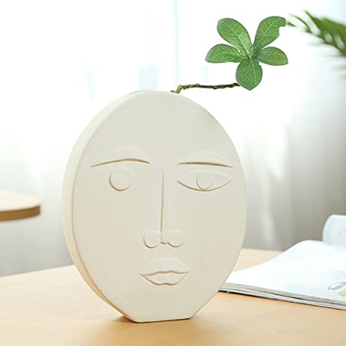 Veemoon Ceramic Vase Ceramic Decoration Vase Holder Pot Plant Desktop Indoor Bonsai Artistic Outdoor Arrangement Head Table Cute Decorative Unique Porcelain Decor Container Face Jewelry Glass Vase