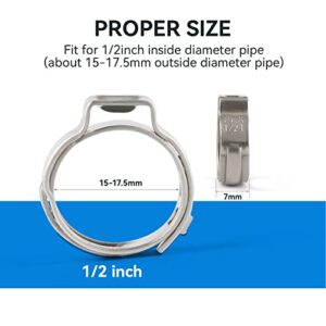 GUOFIS 100 Pack 1/2 Inch Pex Cinch Clamp Rings,Premium 304 Stainless Steel PEX Crimp Ring,Pex Fitting Clamps Pinch Ring for PEX Tubing Pipe Fittings Connection