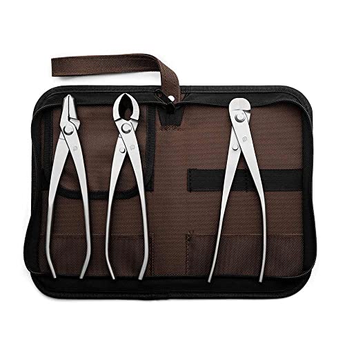 TianBonsai Bonsai Tools 3-Piece Alloy Steel Bonsai Tool Kit in Cluding 205mm Wire Cutter / 205mm Round Edge Cutter / 205mm Jin Plier (NBK-02)