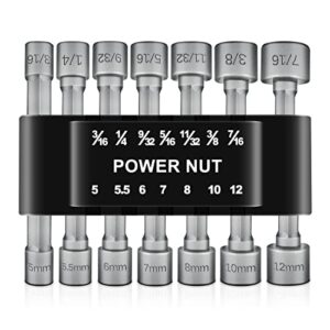 boen 14 piece power nuts driver drill bit tools set, 1/4 inch driver hex metric & sae socket wrench screw for power tools