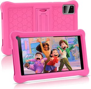 tablet 7 inch android 11 for kids(ages 3-12), 3gb ram 32gb rom 128gb expand,google certificated, software pre-installed, bluetooth, wifi, dual camera,with shockproof case-pink…