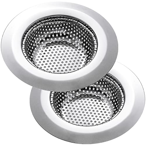 YOKELLMUX Kitchen Sink Drain Strainer - 2 Pcs Stainless Steel Sink Strainer, Food Strainer for Kitchen Sink, Rust Free Basket Food Catcher for Most Kitchen Sinks, Large Wide Rim 4.5 Inch