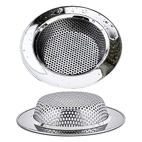 YOKELLMUX Kitchen Sink Drain Strainer - 2 Pcs Stainless Steel Sink Strainer, Food Strainer for Kitchen Sink, Rust Free Basket Food Catcher for Most Kitchen Sinks, Large Wide Rim 4.5 Inch