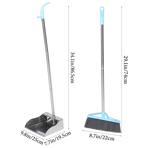 Ipetboom 1 Set Stainless Steel Trash Shovel Garbage Kitchen Broom Upright Pans Dog Waste Trash can Stand up Dustpan ladlebroom Deck kit Office Stainless Steel + Plastic Handheld Floor Brush