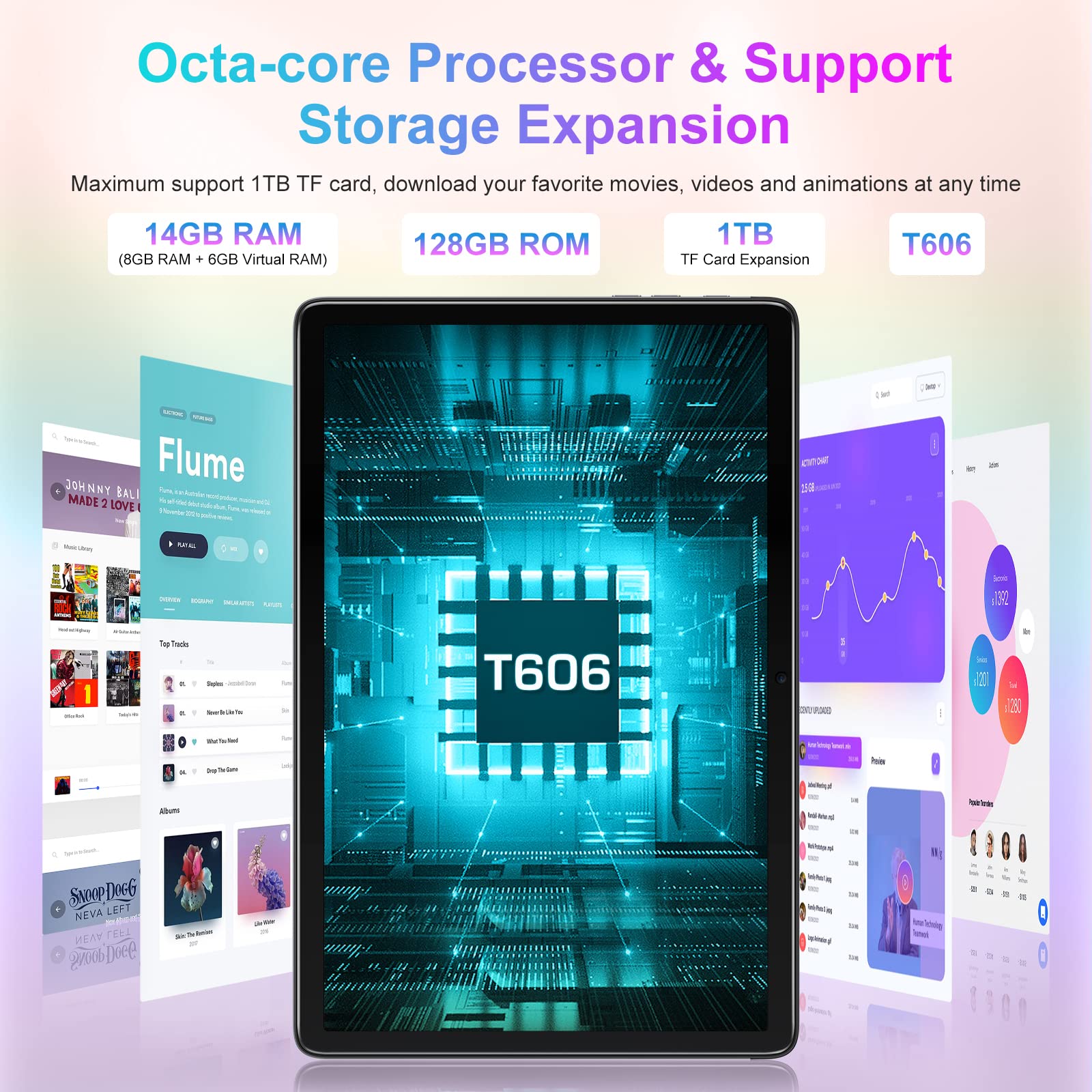 OSCAL 10.1 Inch Tablet(14+128GB) 1TB Expansion, Android 12 Tablet Computer, 13+8MP Camera, Octa-Core Processor, 6580mAh Battery, BT 5.0, 2.4G/5G WiFi, Parent Control, Google GMS Certified