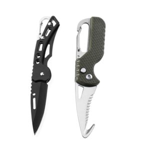 yitoo key knife, 2pcs keychain multitool for cutting rope, paper boxes and fruits easy, folding knife mini keychain knife