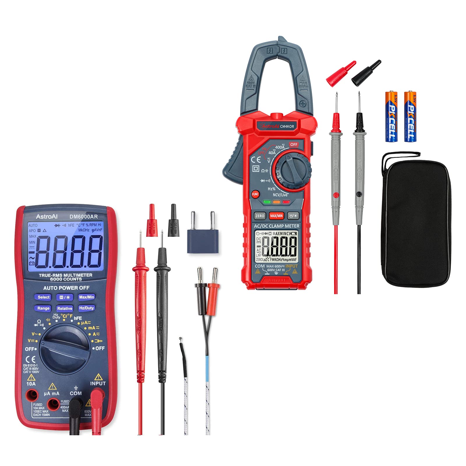 AstroAI TRMS 6000 Counts Multimeter with Large Backlit Display + 4000 Counts Auto-ranging Digital Clamp Meter