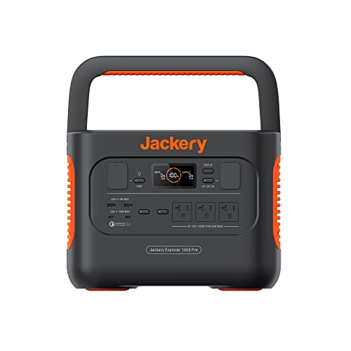 Jackery Explorer 1000 Pro Portable Power Station, Solar Generator with 1002Wh, 2x100W PD Ports, 1.8H to Full Charge, Compatible with SolarSagas, for Outdoor RV, Camping, Emergencies (Renewed)