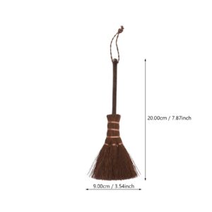 Cabilock 2 Pcs Brown Silk Broom Dollhouse Accessories Dining Room Table Decor Computer Brush Whisk Broomstick Straw Desk Cleaning Brush Table Fireplace Tea Ceremony Brush Small Broom Large
