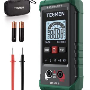 TESMEN TM-510 Digital Multimeter, 4000 Counts, Smart Measurement, Auto-Ranging Voltmeter; Voltage Tester with Non-Contact Voltage Function, Measures AC/DC Voltage, Resistance, Continuity – Green