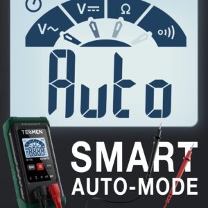 TESMEN TM-510 Digital Multimeter, 4000 Counts, Smart Measurement, Auto-Ranging Voltmeter; Voltage Tester with Non-Contact Voltage Function, Measures AC/DC Voltage, Resistance, Continuity – Green