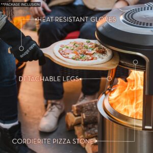 Solo Stove Bonfire Pi Fire | Pizza Oven Accessory for Bonfire Fire Pit, Incl. Carry Case & Cordierite Pizza Stone, Wood Burning Assembly, Stainless Steel, (H x Dia): 16.9 x 19.3 in, 19.6 lbs