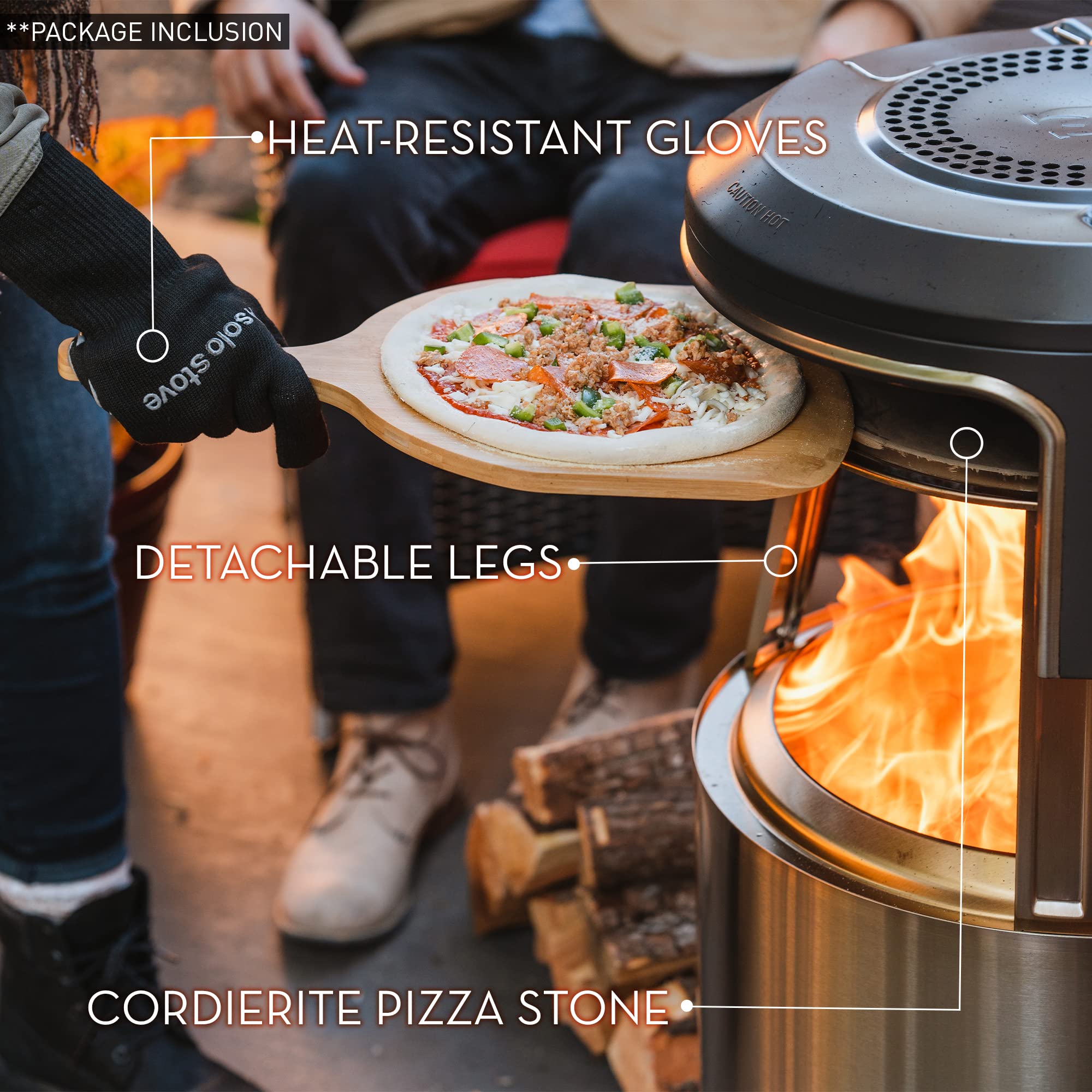 Solo Stove Bonfire Pi Fire | Pizza Oven Accessory for Bonfire Fire Pit, Incl. Carry Case & Cordierite Pizza Stone, Wood Burning Assembly, Stainless Steel, (H x Dia): 16.9 x 19.3 in, 19.6 lbs