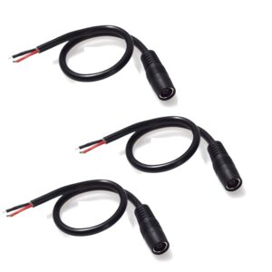 3pcs dc7909 dc8mm power cable, 12v 24v dc 8mm female plug to bare wire open end power wire supply repair cable, 16awg dc 7.9 x 5.5mm barrel connector pigtail for solar cell,outdoor power supply(0.3m)