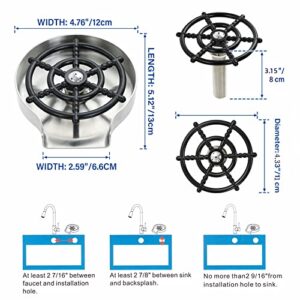 Glass Rinser, Metal Bottle Washer for Kitchen Sink - Cup Washer with 10 Powerful Spray Holes Automatic Faucet Glass Rinser for Bar Kitchen Sink (Silver)