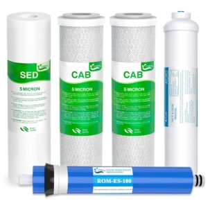 Vegebe 1-5 Stage 100 GPD RO Water Filter Set Replacement Fit for APEC Reverse Osmosis System (1/4" Output)