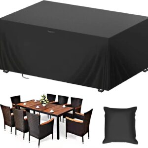 Patio Furniture Covers, Outdoor Furniture Cover Waterproof, Outdoor Table Cover Wind&Dust Proof Anti-UV, Durable Patio Furniture Cover 420D Heavy Duty Materail(110" L X 84" W X 28" H)