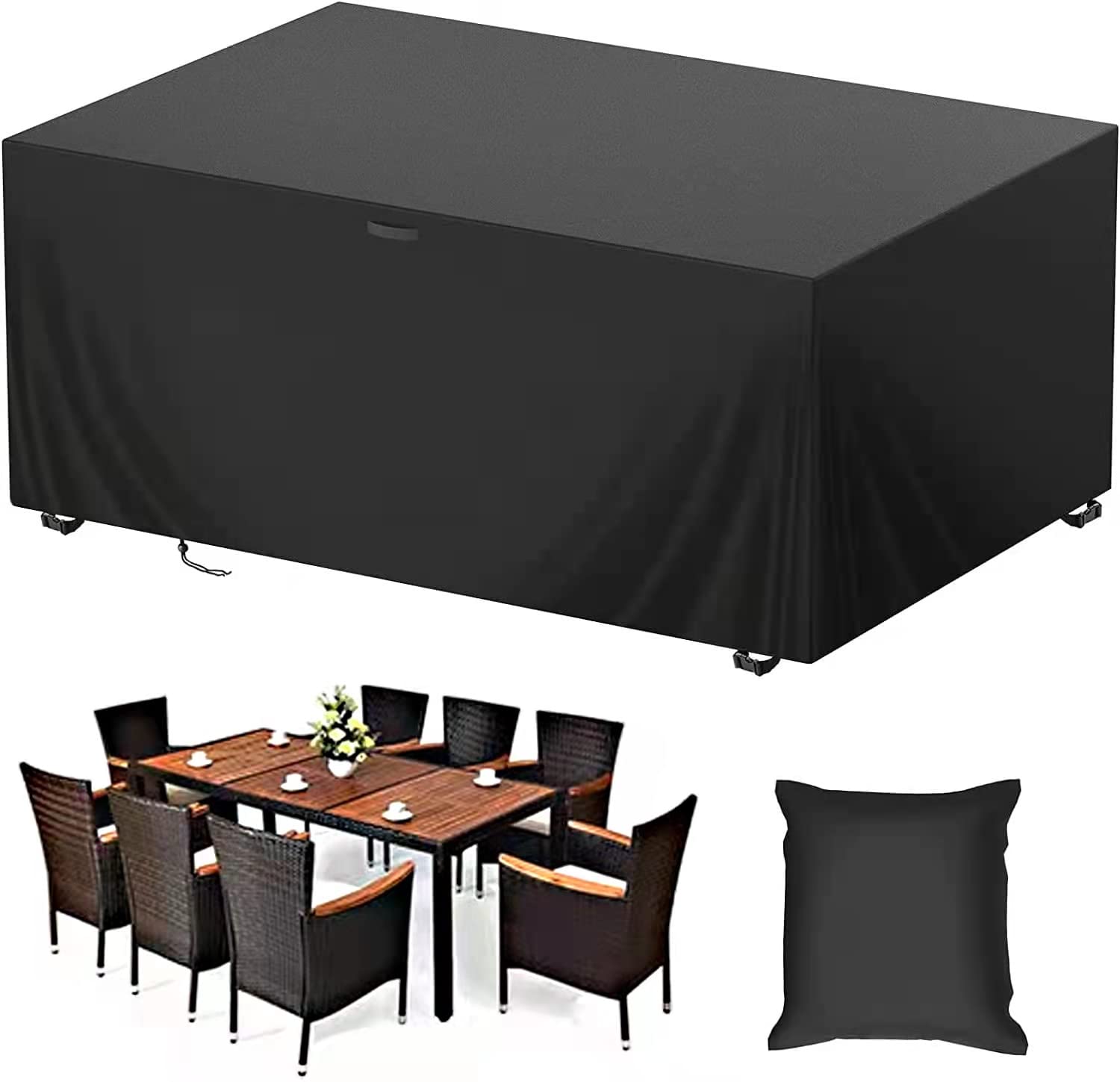 Patio Furniture Covers, Outdoor Furniture Cover Waterproof, Outdoor Table Cover Wind&Dust Proof Anti-UV, Durable Patio Furniture Cover 420D Heavy Duty Materail(110" L X 84" W X 28" H)