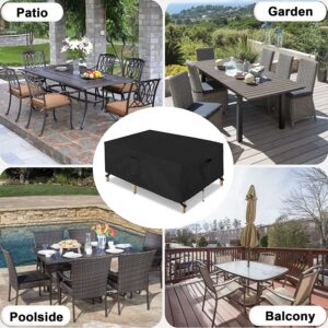 Patio Furniture Covers, Outdoor Furniture Cover Waterproof, Outdoor Table Cover Wind&Dust Proof Anti-UV, Durable Patio Furniture Cover 420D Heavy Duty Materail(110" L X 84" W X 28" H)