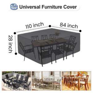 Patio Furniture Covers, Outdoor Furniture Cover Waterproof, Outdoor Table Cover Wind&Dust Proof Anti-UV, Durable Patio Furniture Cover 420D Heavy Duty Materail(110" L X 84" W X 28" H)