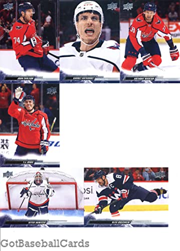 2022-23 Upper Deck Series 1 Hockey Washington Capitals Team Set of 6 Cards: John Carlson(#187), Garnet Hathaway(#188), Anthony Mantha(#189), T.J. Oshie(#190), Alex Ovechkin(#191), Vitek Vanecek(#192) - GotBaseballCards