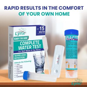 EPA-Recommended Detection Water Test Kit for Lead, Bacteria, Hardness, pH, Nitrate, Nitrite, Chlorine, Iron & Copper - for Well Water & Tap Water, Rapid Results with Easy Instructions