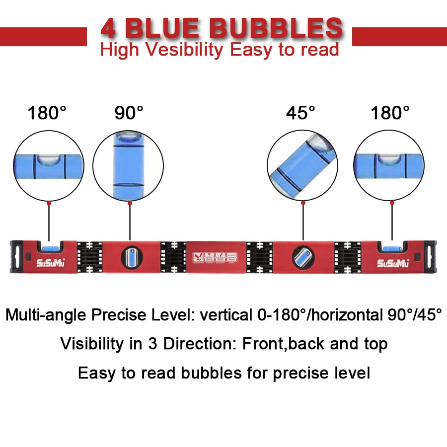 NEW UPGRADE Magnetic Level Tool Multi-Function Bubble Level 5-28inch Folding Level Small Mini Spirit Leveler Foldable Into Toolbox, Angle Line Leveling for Craftsman Construction Woodworking